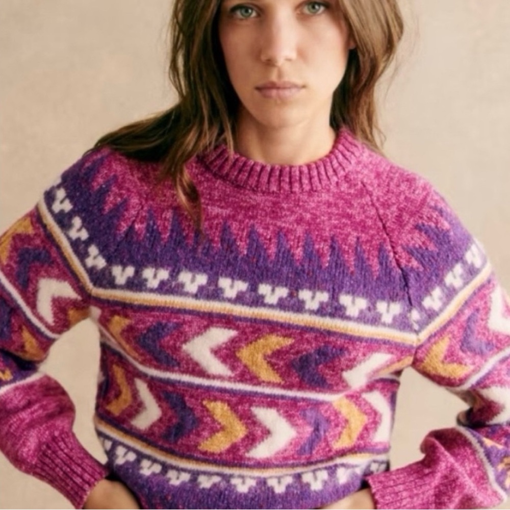 Sezane Willem Multicolor Patterned Sweater XXS